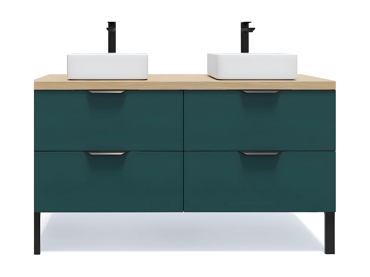 Meuble de salle de bain suspendu 2 vasques à poser 140cm 4 tiroirs Bleu - Soho