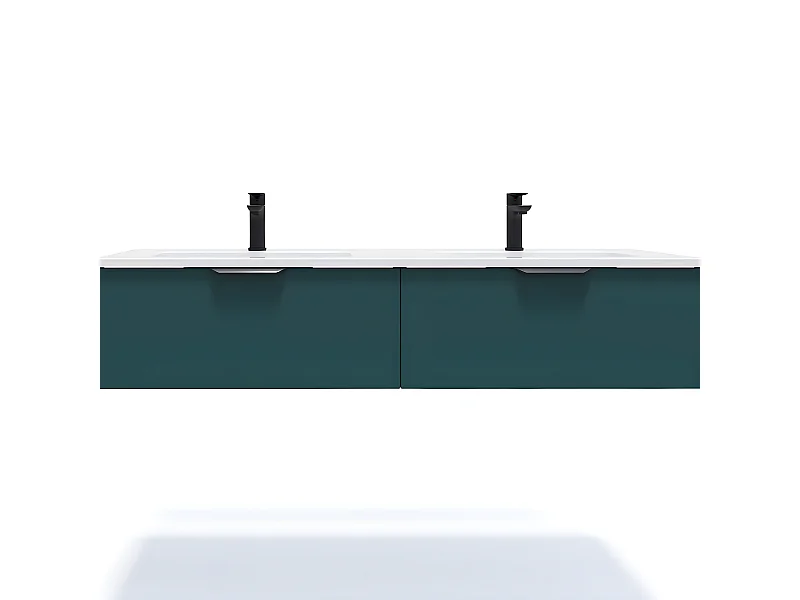 Meuble de salle de bain suspendu double vasque intégrée 140cm 2 tiroirs Bleu - Soho