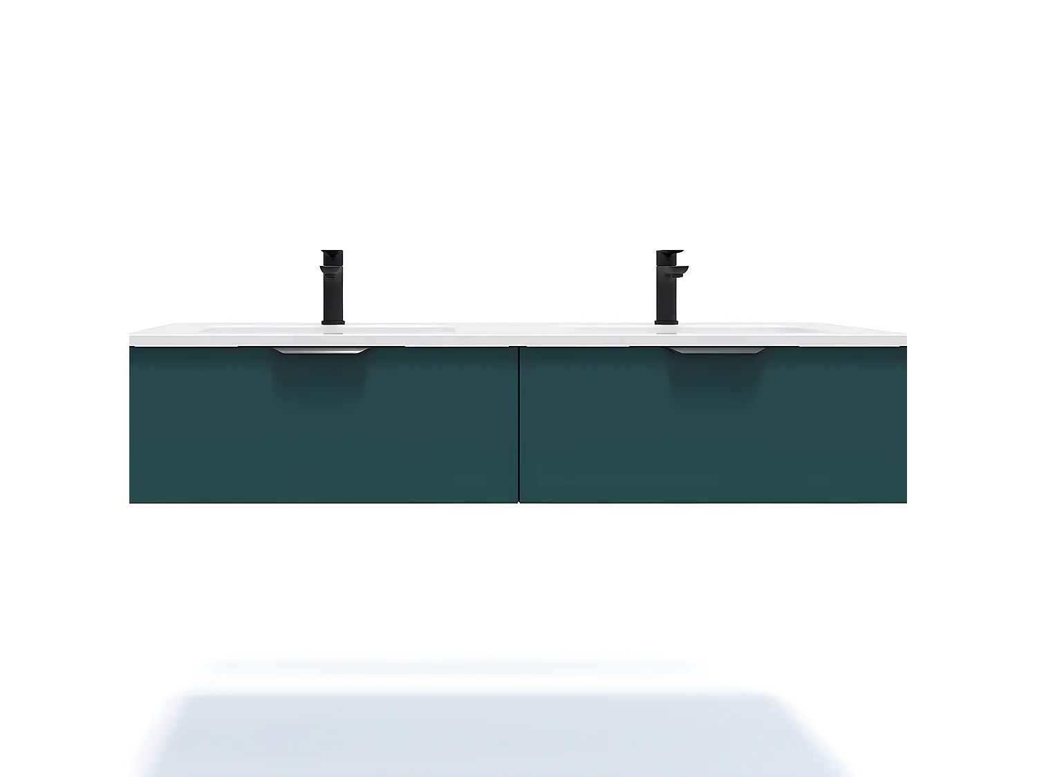 Meuble de salle de bain suspendu double vasque intégrée 140cm 2 tiroirs Bleu - Soho