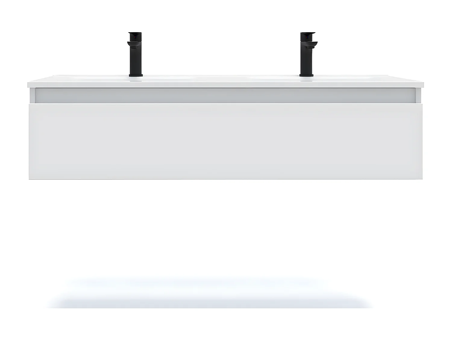 Meuble de salle de bain suspendu double vasque intégrée 120cm 1 tiroir Blanc - Hudson