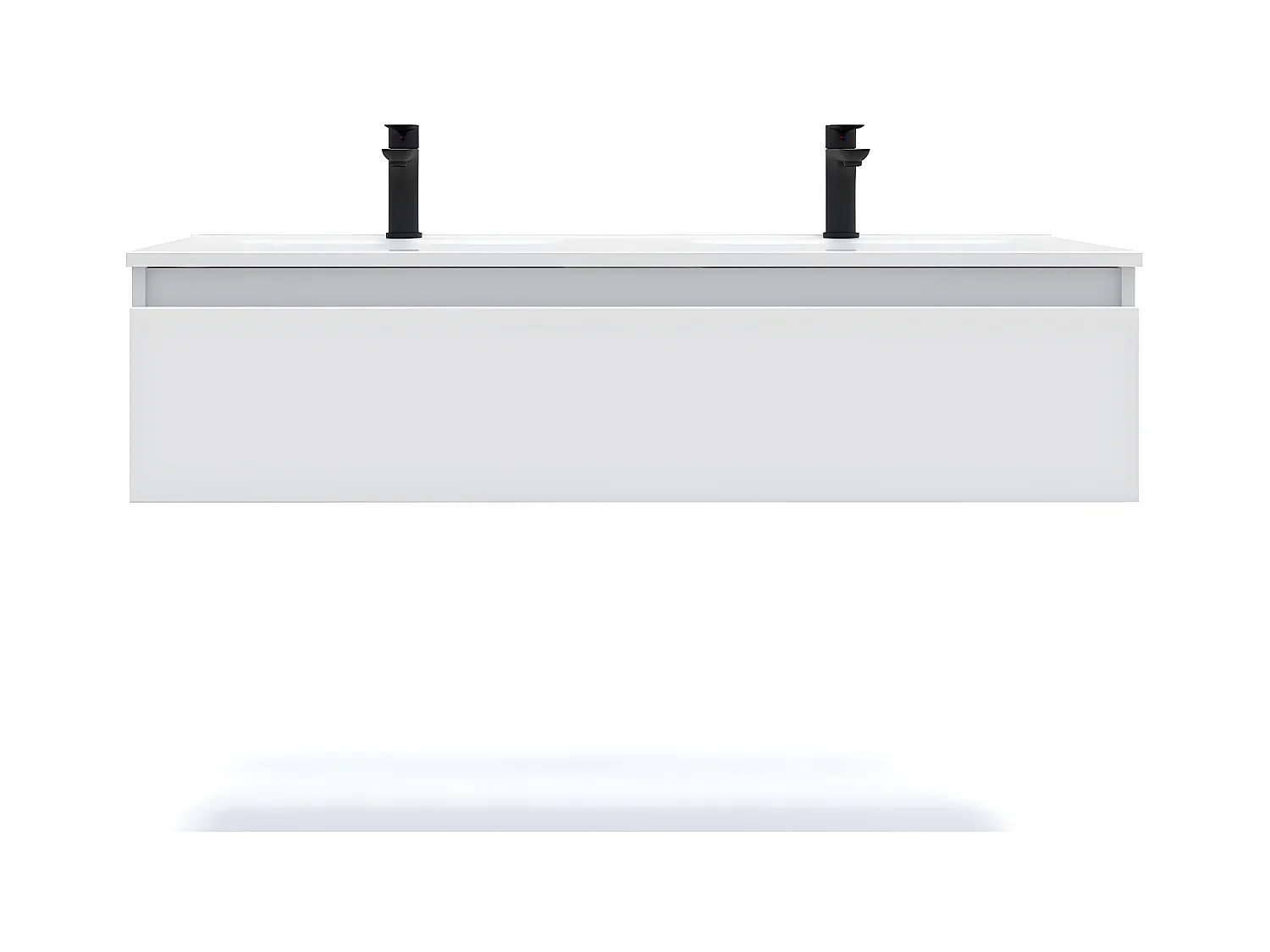 Meuble de salle de bain suspendu double vasque intégrée 120cm 1 tiroir Blanc - Hudson