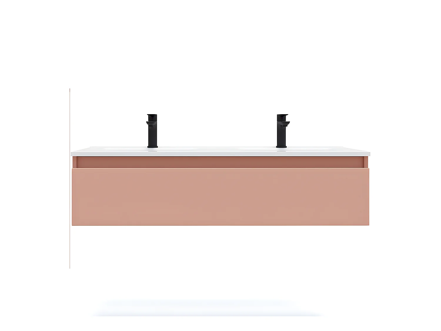 Meuble de salle de bain suspendu double vasque intégrée 120cm 1 tiroir Abricot - Hudson