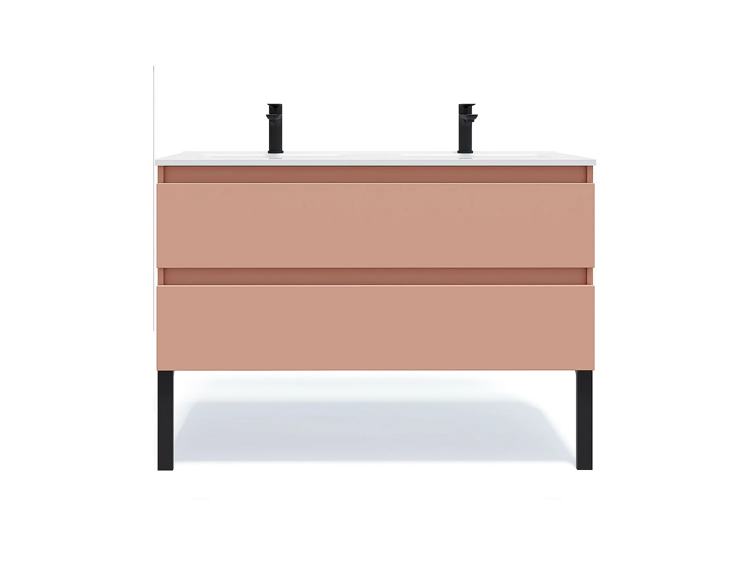 Meuble de salle de bain suspendu double vasque intégrée 120cm 2 tiroirs Abricot - Hudson