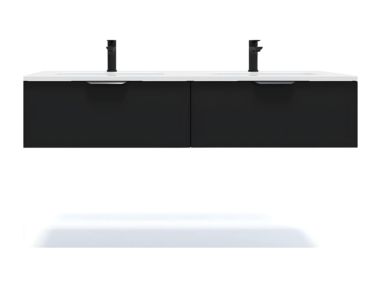 Meuble de salle de bain suspendu double vasque intégrée 140cm 2 tiroirs Noir - Soho