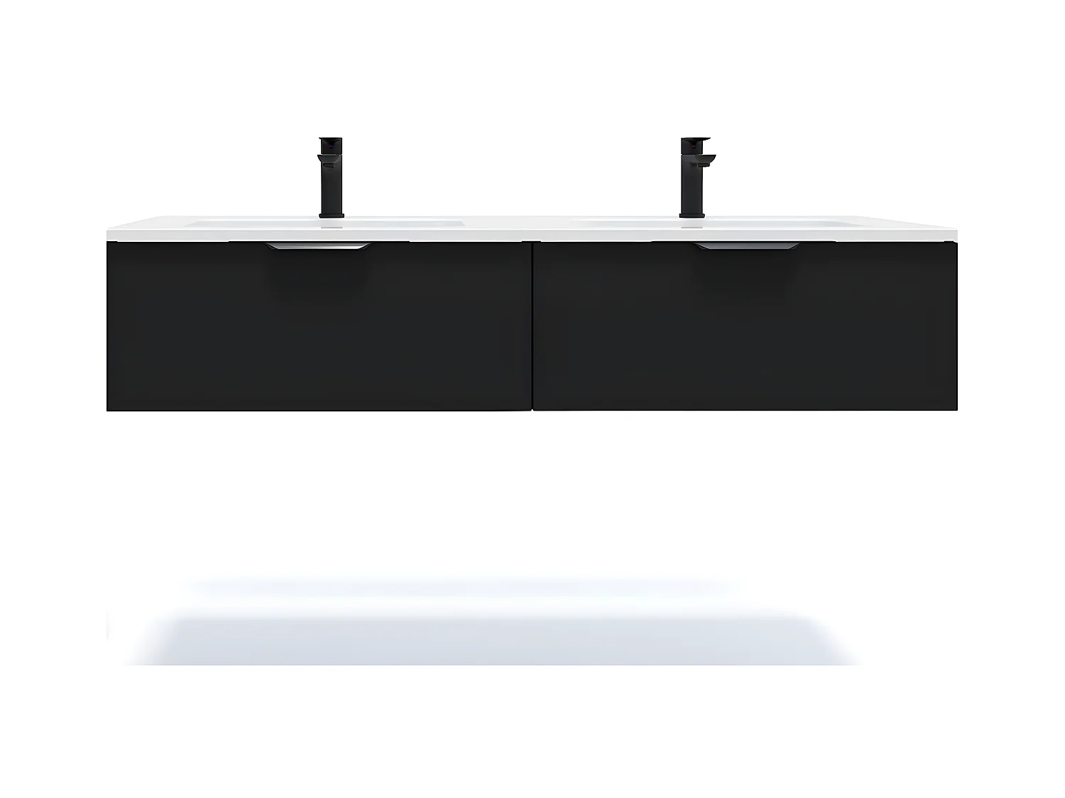 Meuble de salle de bain suspendu double vasque intégrée 140cm 2 tiroirs Noir - Soho