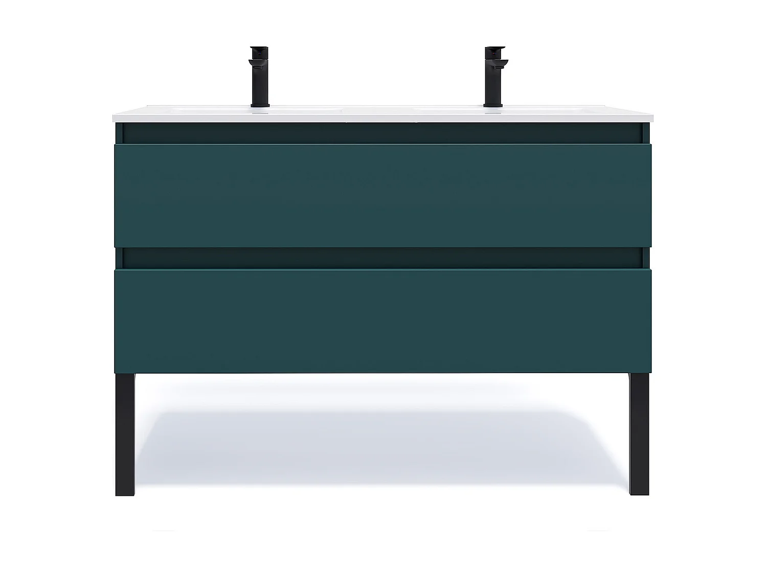 Meuble de salle de bain suspendu double vasque intégrée 120cm 2 tiroirs Bleu - Hudson