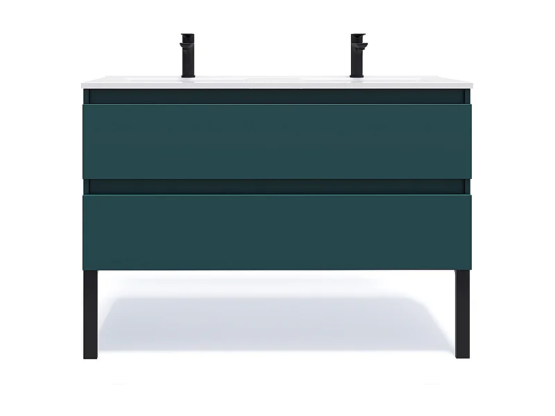 Meuble de salle de bain suspendu double vasque intégrée 120cm 2 tiroirs Bleu - Hudson