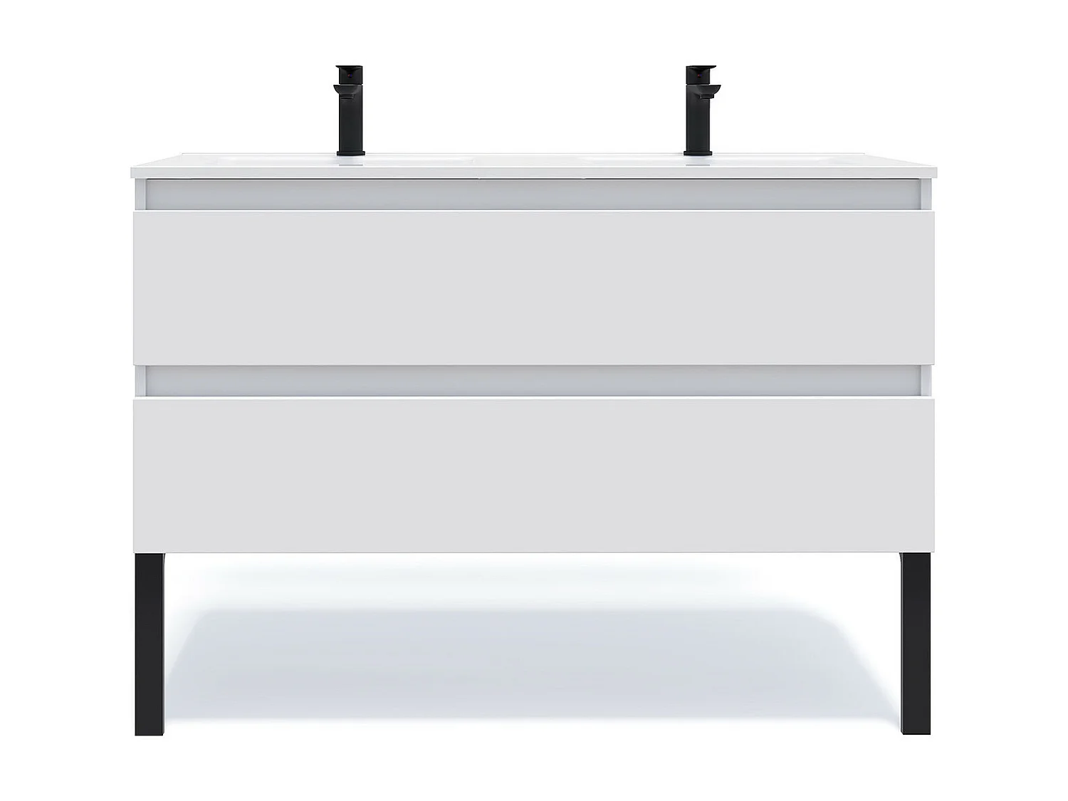 Meuble de salle de bain suspendu double vasque intégrée 120cm 2 tiroirs Blanc - Hudson