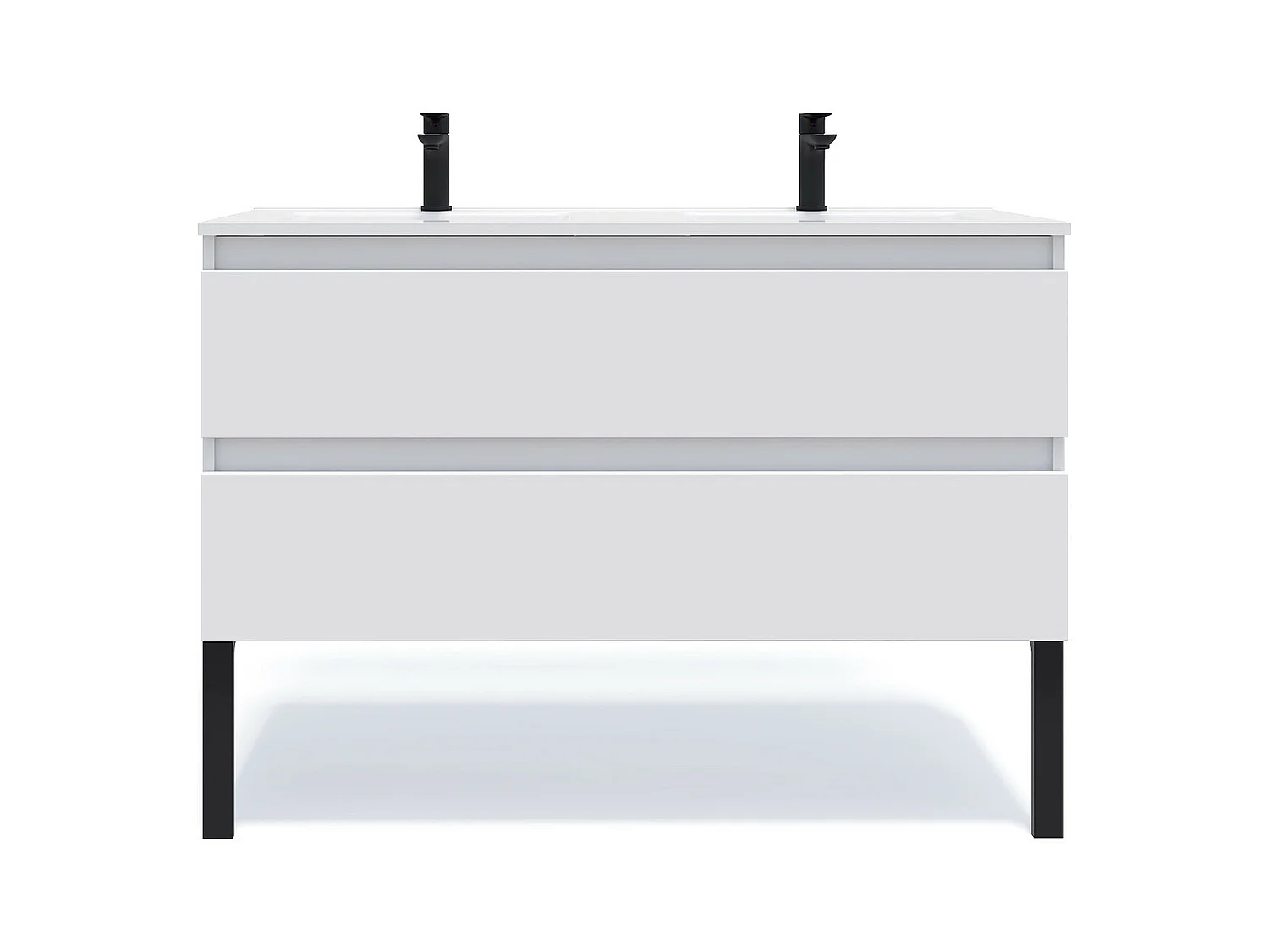 Meuble de salle de bain suspendu double vasque intégrée 120cm 2 tiroirs Blanc - Hudson