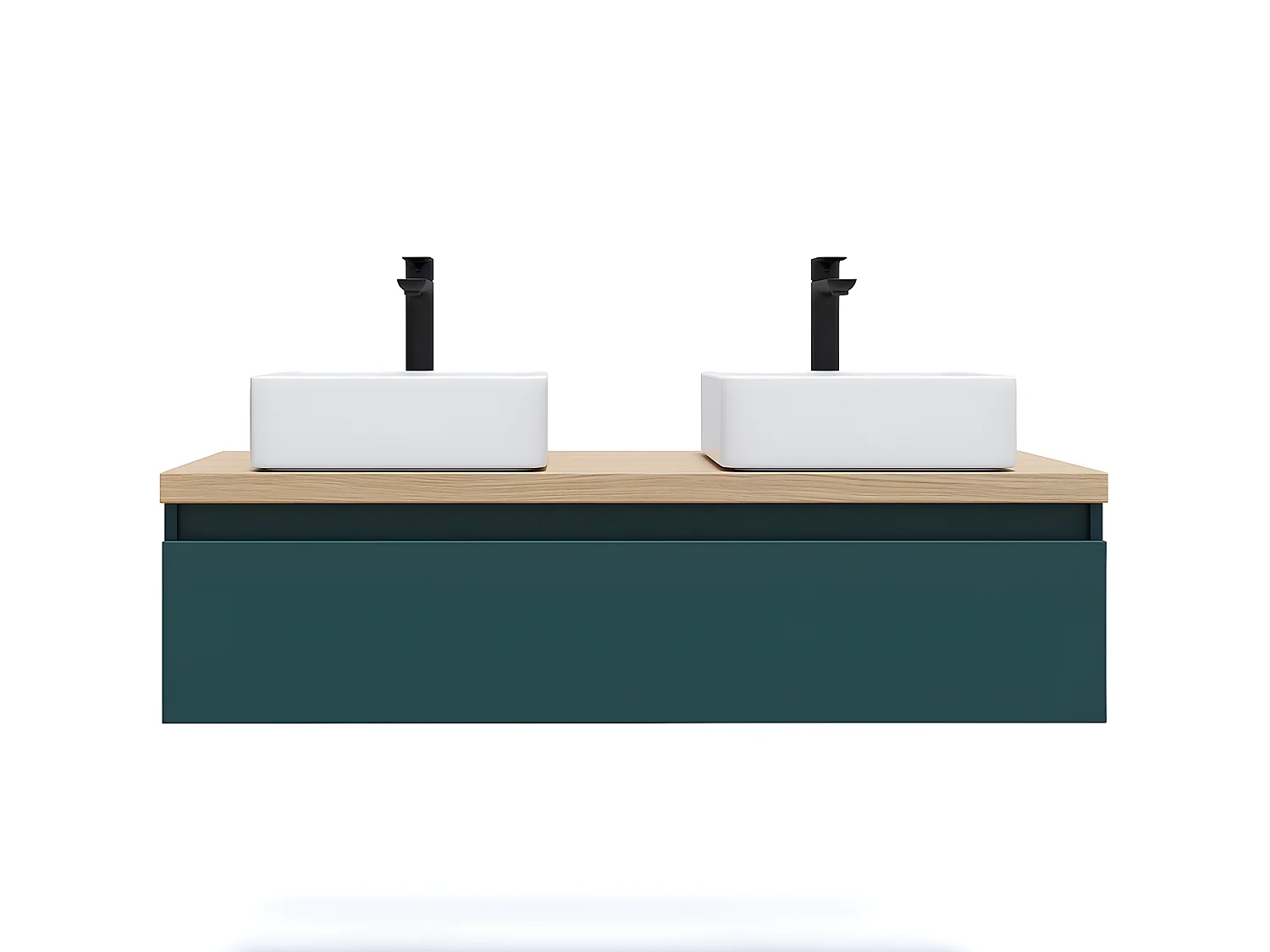 Meuble de salle de bain suspendu 2 vasques à poser 120cm 1 tiroir Bleu - Hudson