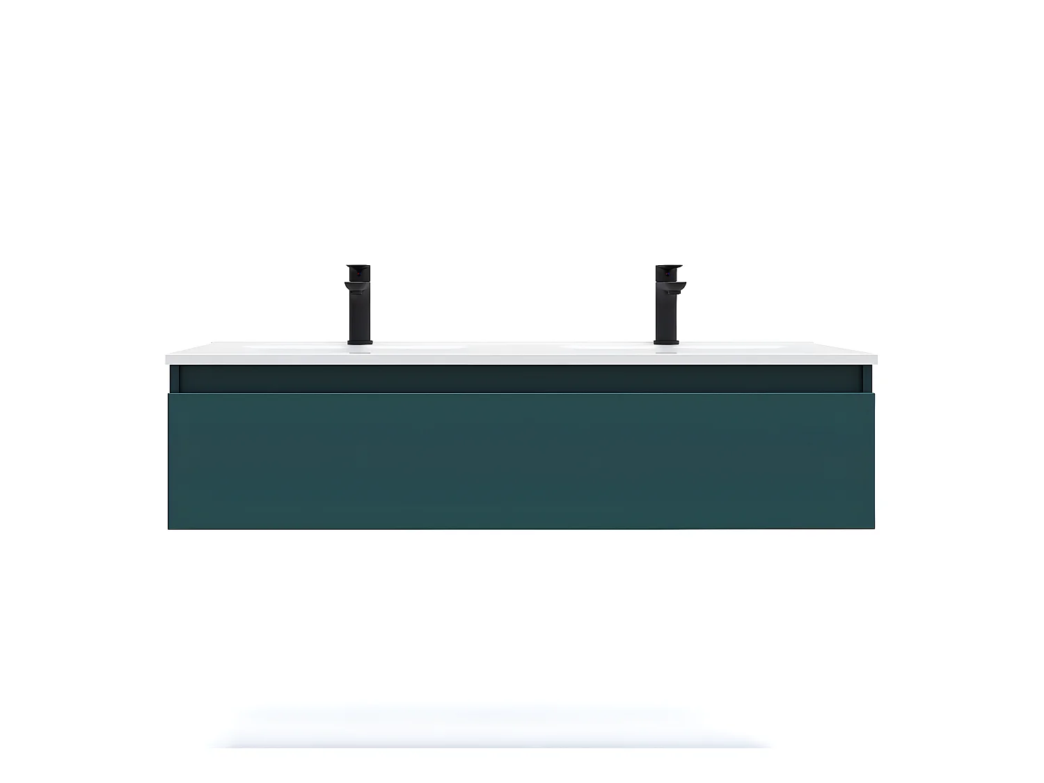 Meuble de salle de bain suspendu double vasque intégrée 120cm 1 tiroir Bleu - Hudson