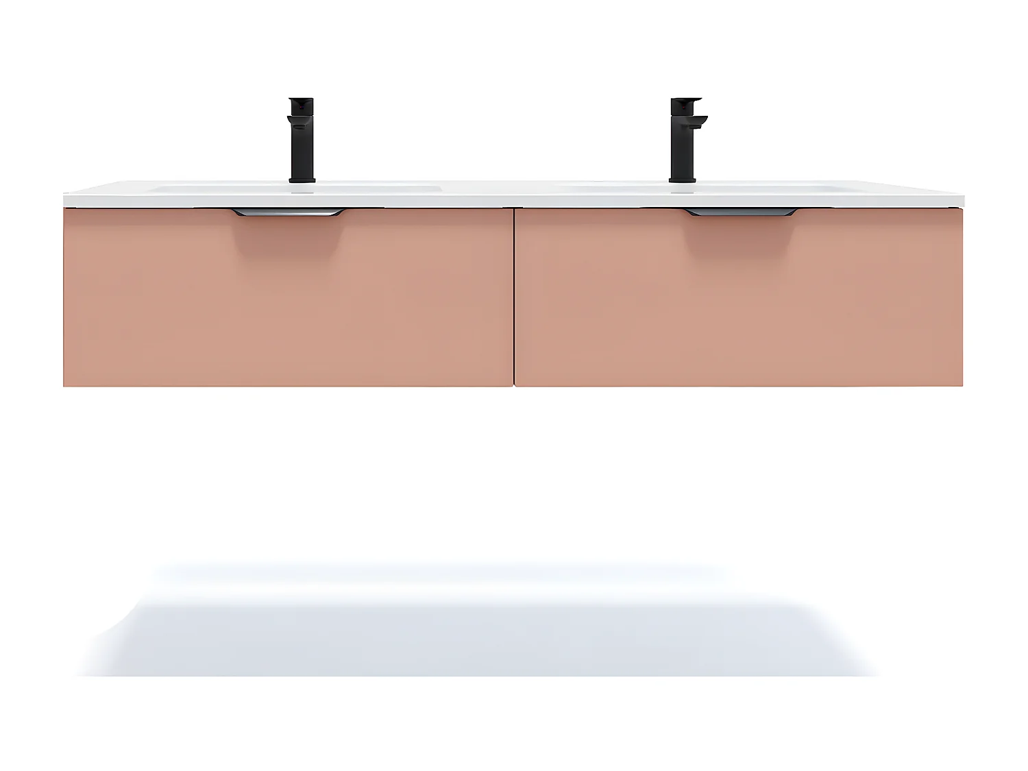 Meuble de salle de bain suspendu double vasque intégrée 140cm 2 tiroirs Abricot - Soho