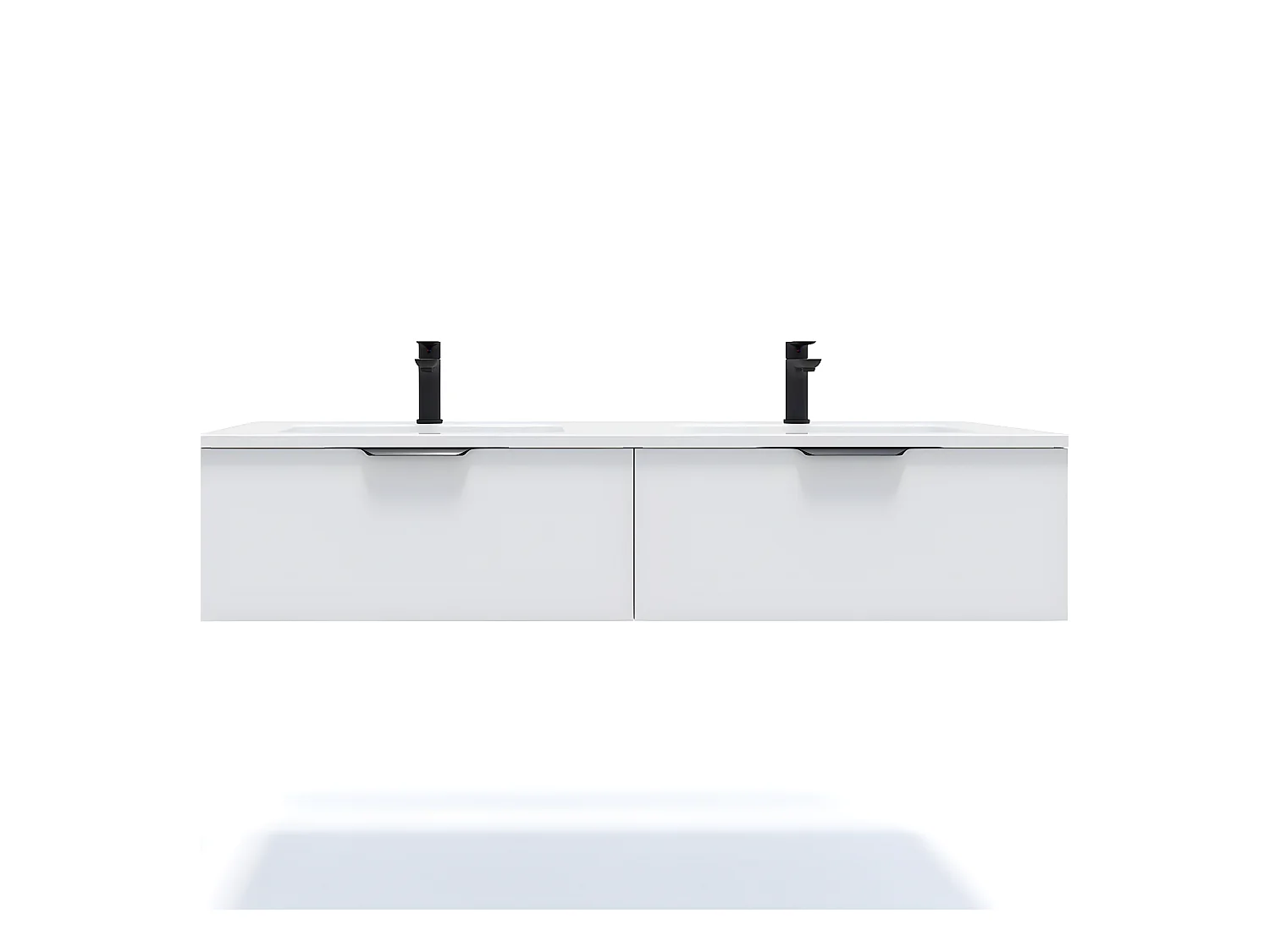 Meuble de salle de bain suspendu double vasque intégrée 140cm 2 tiroirs Blanc - Soho