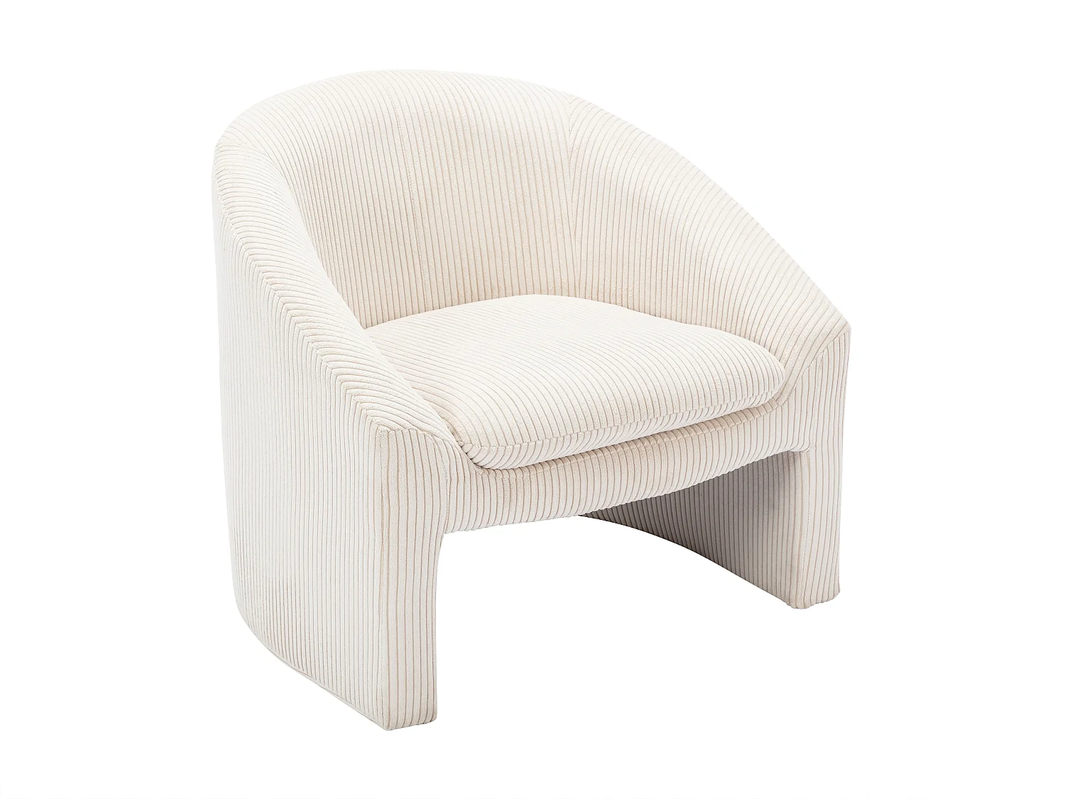 Fauteuil en velours côtelé crème OSSANA