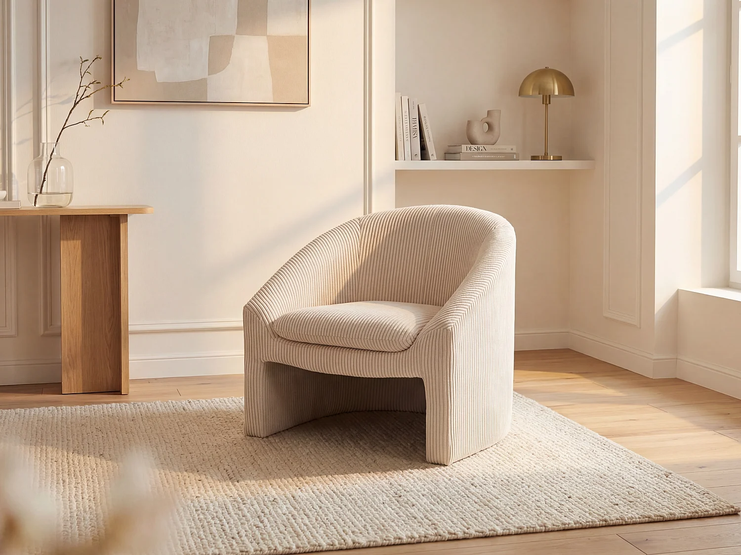 Poltrona in Velluto a coste Panna - OSSANA