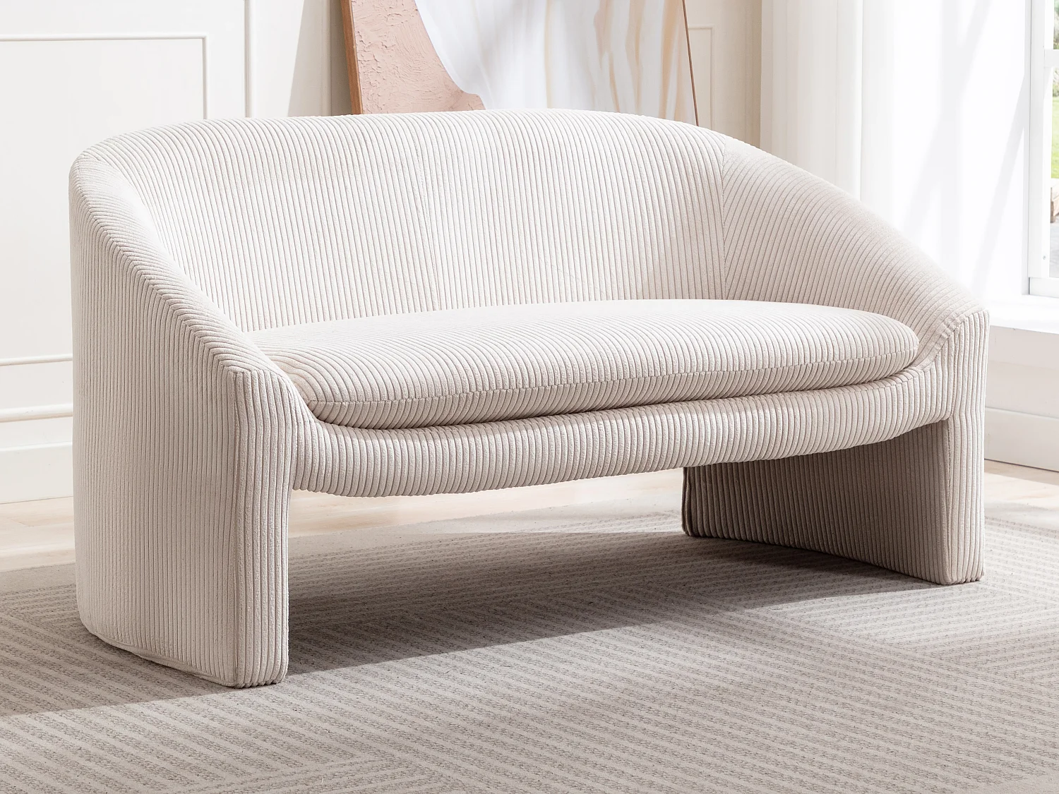 Sofa 2-Sitzer - Cord - Cremefarben - OSSANA