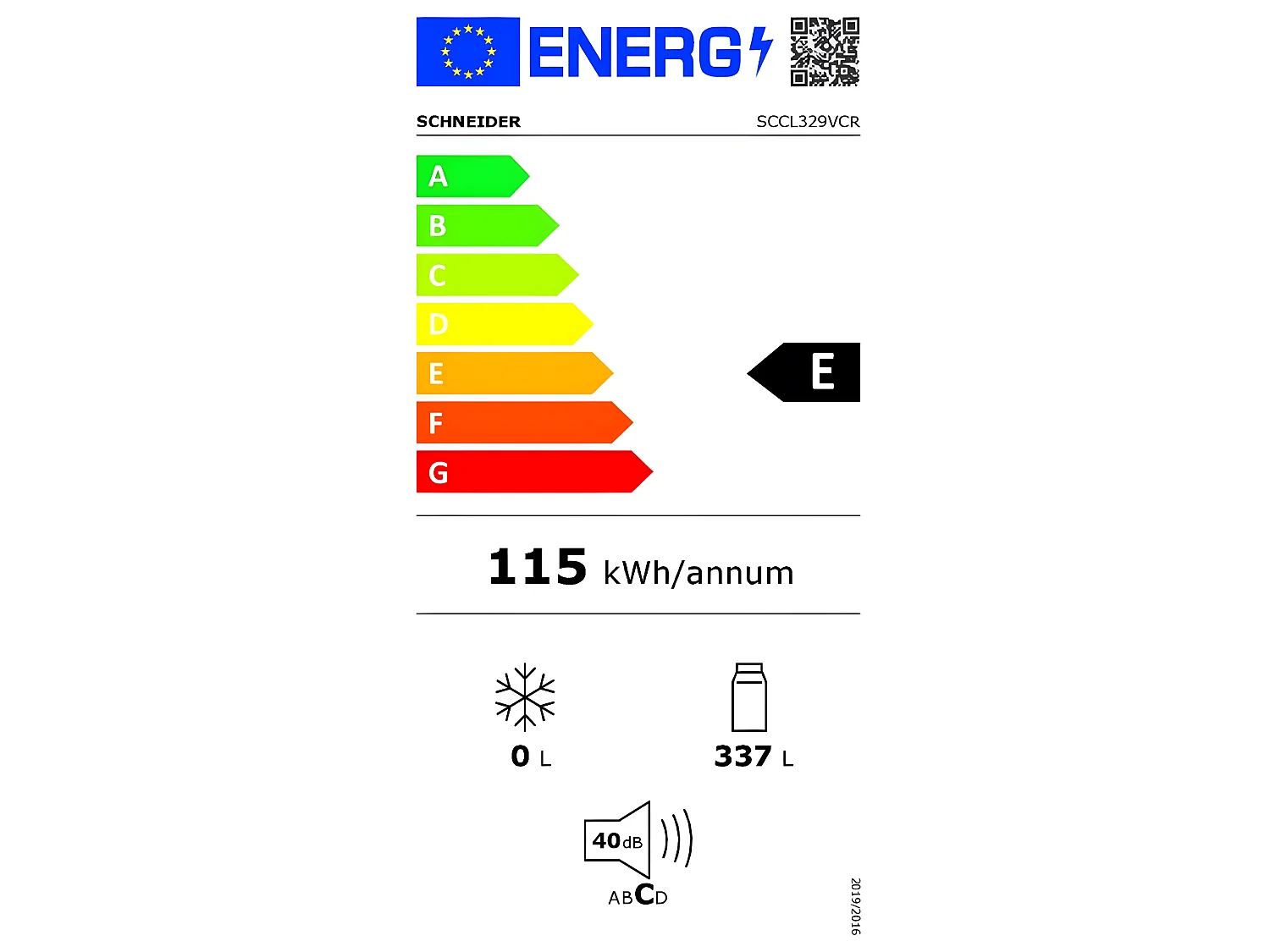 Schneider Réfrigérateur 1 porte 60cm 337l crème - SCCL329VCR