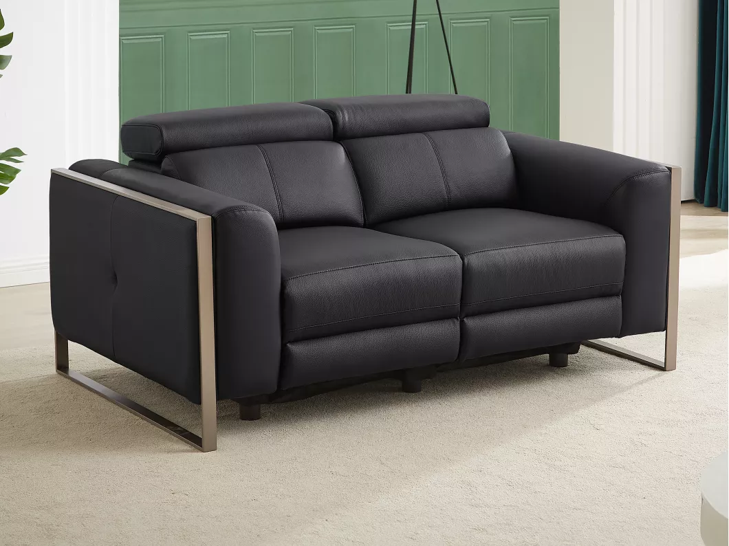 Kauf Unique Relaxsofa 2-Sitzer elektrisch - Leder - Schwarz - DAVOLI