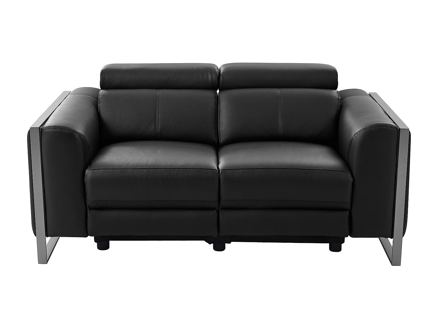 2-sits elfåtölj i svart läder DAVOLI