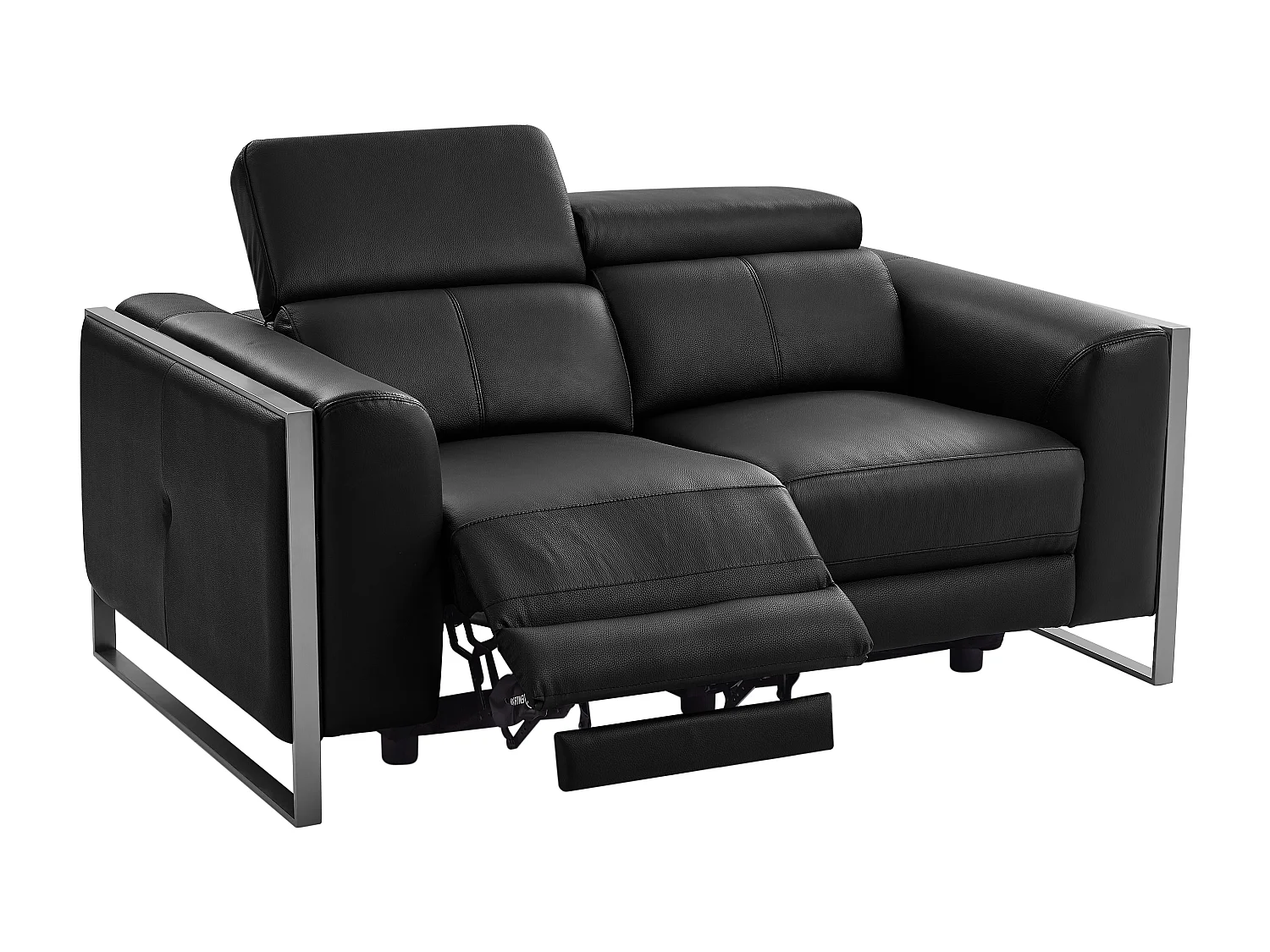 2-sits elfåtölj i svart läder DAVOLI