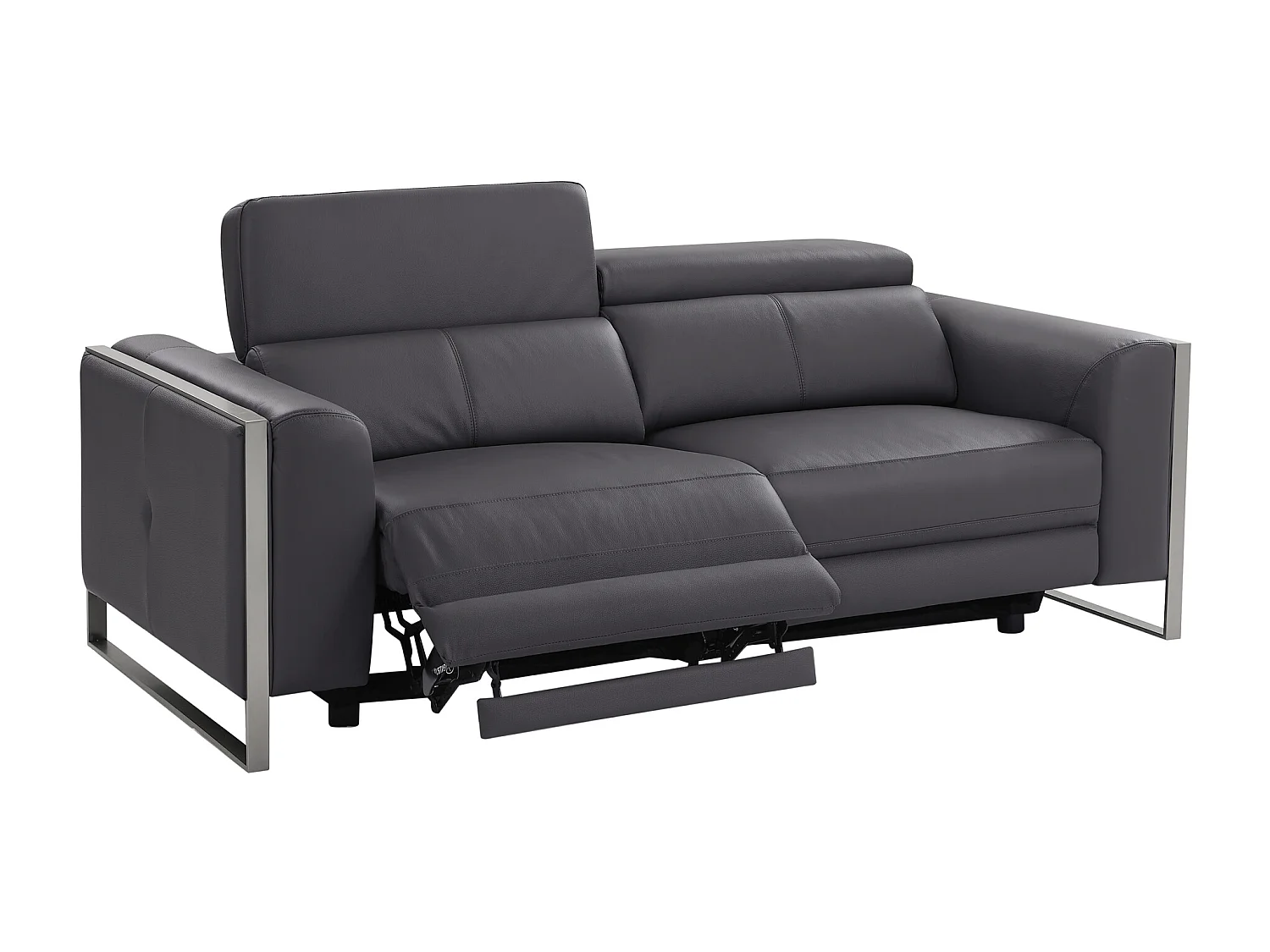 3-sits elektrisk relaxsoffa i antracitgrått läder DAVOLI