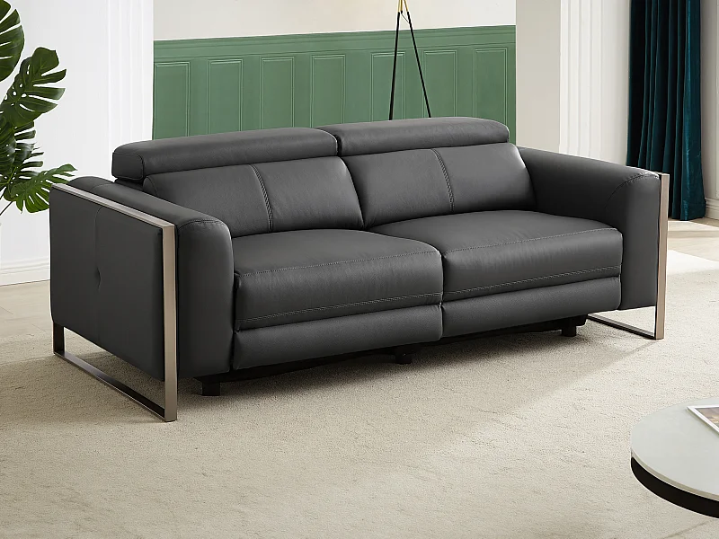 3-sits elektrisk relaxsoffa i antracitgrått läder DAVOLI