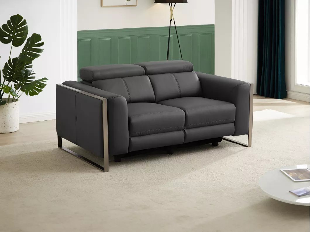 Kauf Unique Relaxsofa 2-Sitzer elektrisch - Leder - Anthrazitgrau - DAVOLI