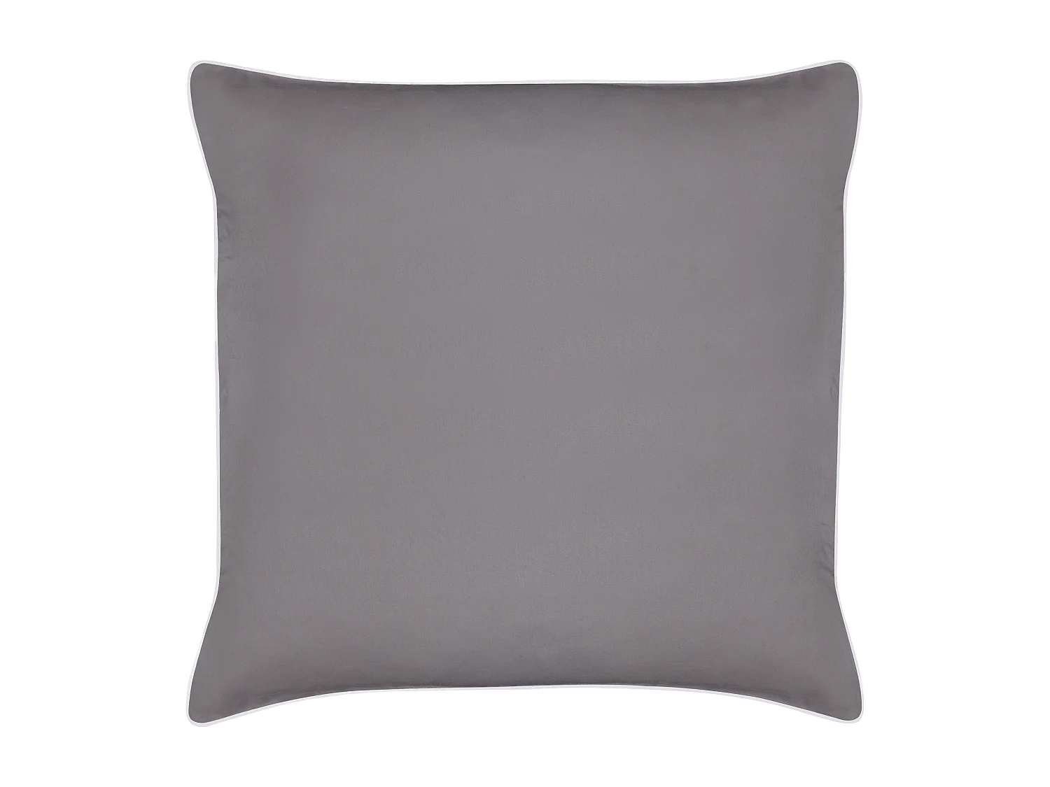 Parure de lit percale de coton  80 fils/cm² - Housse de couette 240 x 260 cm + 2 taies d'oreiller 63 x 63 cm - Gris passepoil blanc - AGAMI de PALACIO
