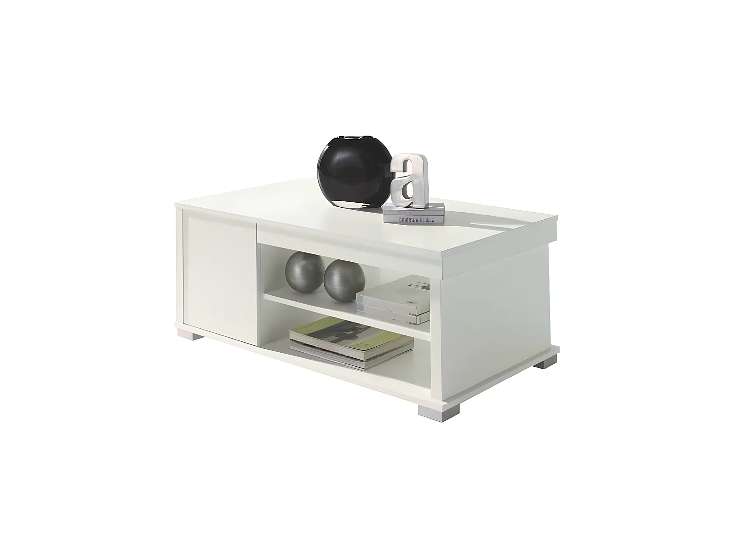 Table basse blanche relevable 2 tiroirs - ESSA