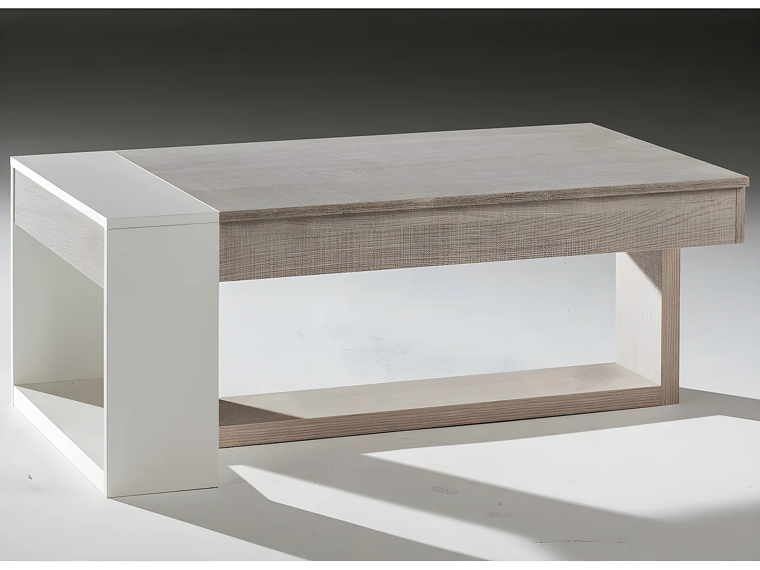 Table basse relevable Chêne clair/Blanc - ESTEBAN