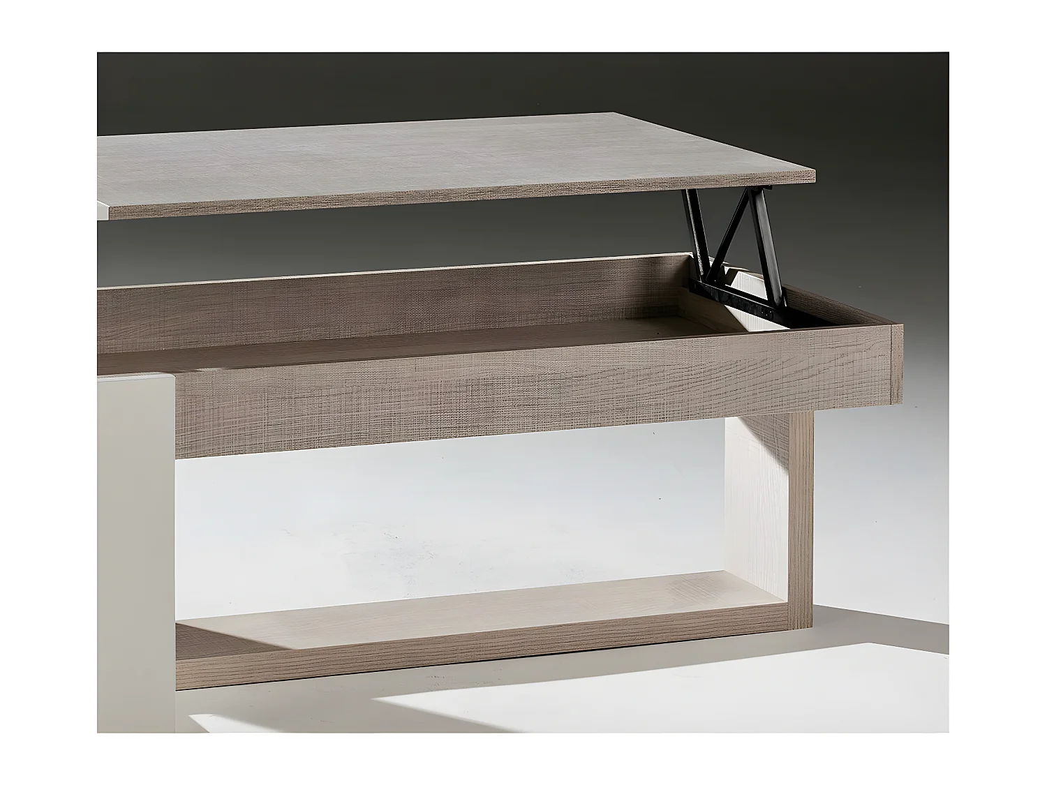 Table basse relevable Chêne clair/Blanc - ESTEBAN