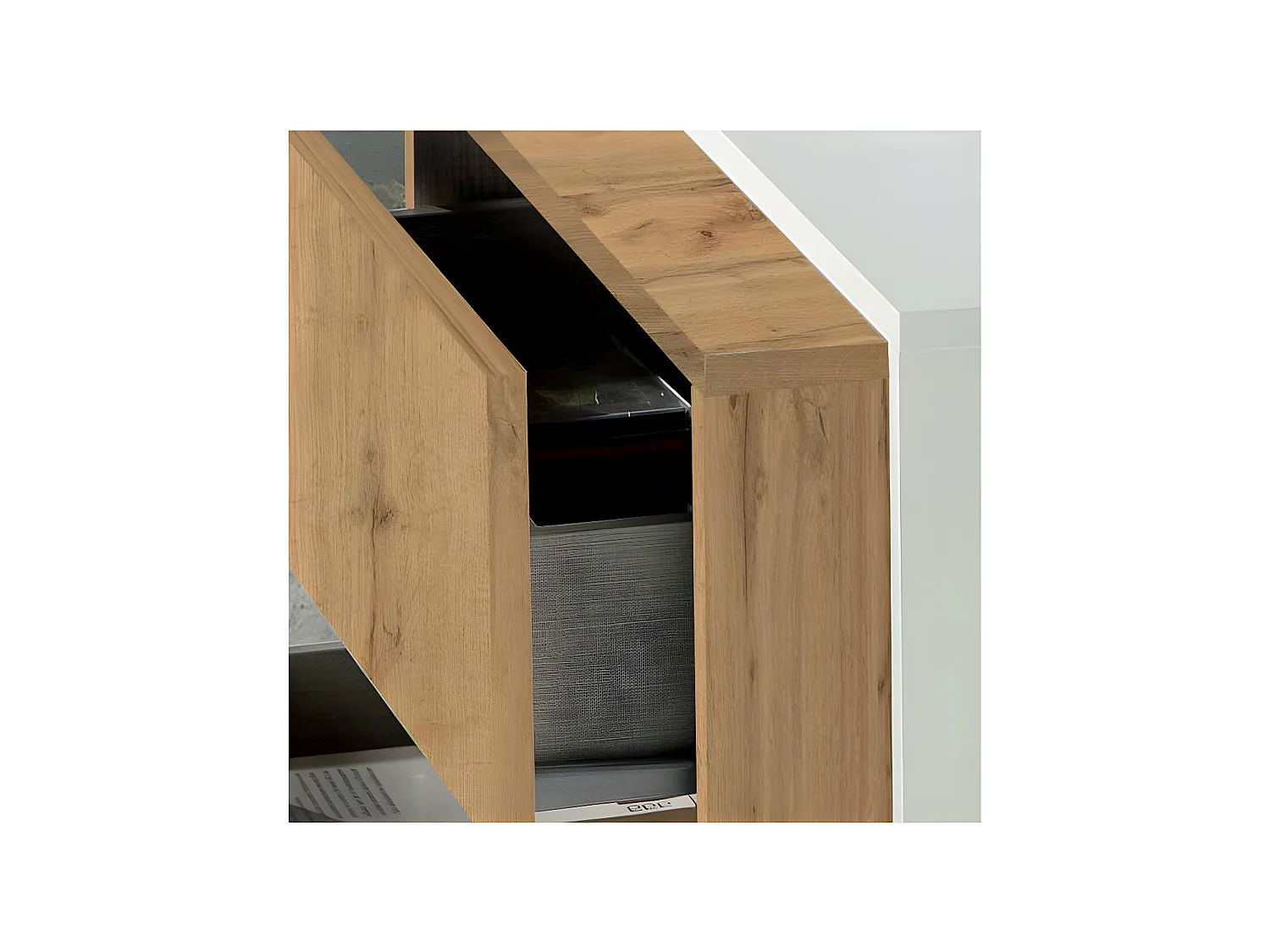 Table basse relevable 2 tiroirs Chêne blond/Bois blanc - ESTEBAN