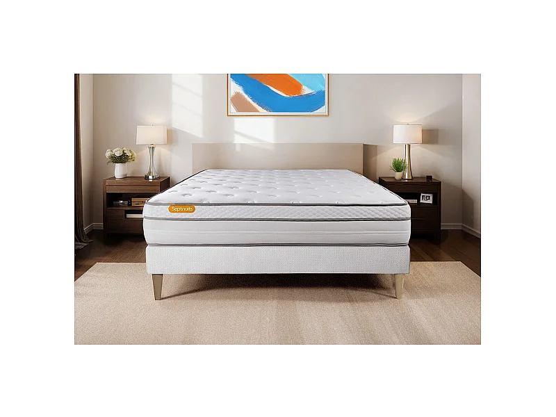 Matelas 140x200 Memo Luxe  Ressorts ensachés + mémoire de forme 5 zones de confort MAXI épaisseur
