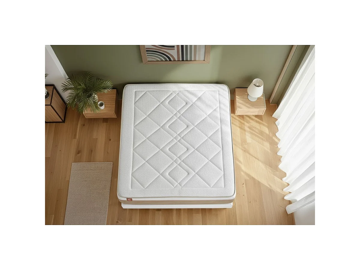 Matelas LE SOYEUX 140x190cm Ressorts ensachés + Mémoire de forme BioVisco - Ep. 24cm