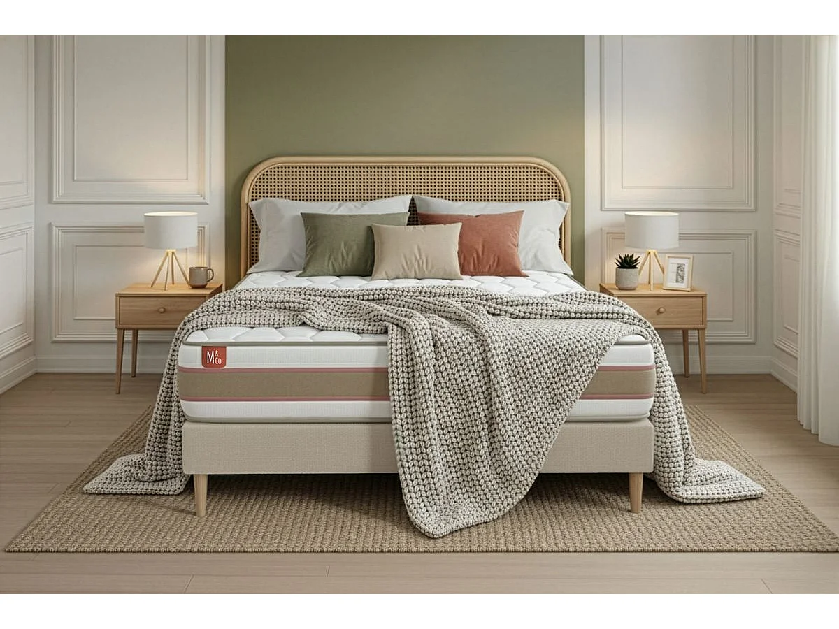 Matelas LE DÉLICAT 90x200cm Ressorts ensachés + Mémoire de forme 5 zones de confort - Ep. 26cm