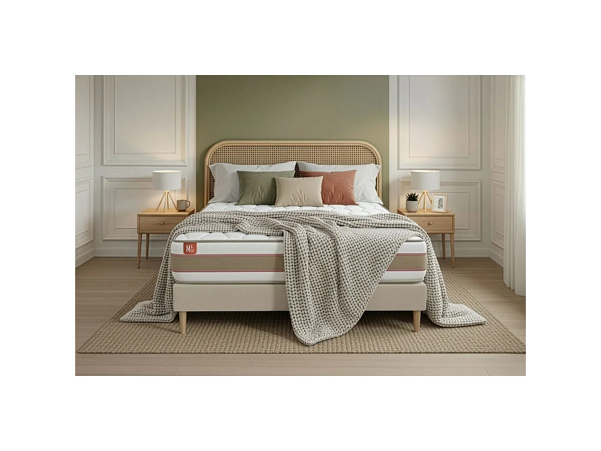 Matelas LE DÉLICAT 90x200cm Ressorts ensachés + Mémoire de forme 5 zones de confort - Ep. 26cm