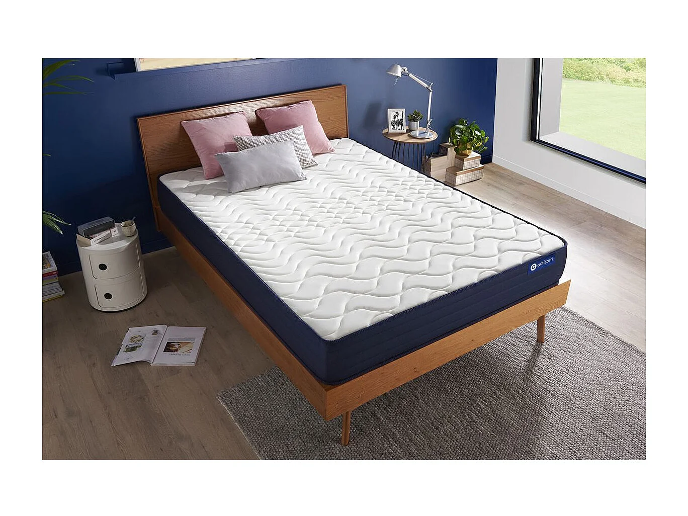 ACTISOM Matelas 90x200 Ressorts ensachés et Mémoire de forme 5zones de confort