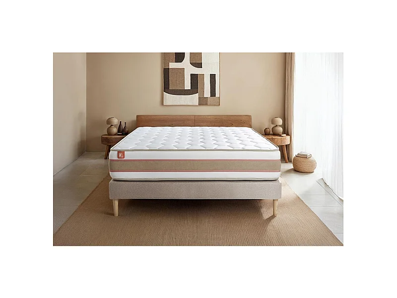 Matelas LE DÉLICAT 200x200cm Ressorts ensachés + Mémoire de forme 5 zones de confort - Ep. 26cm