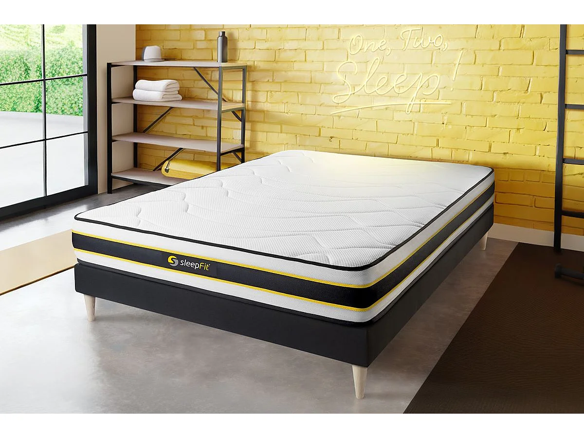Materac FLEXY 180x200cm, Grubosc : 22 cm, sprezyny kieszeniowe i pianka z pamiecia ksztaltu, Wysoki, 3 strefy komfortu