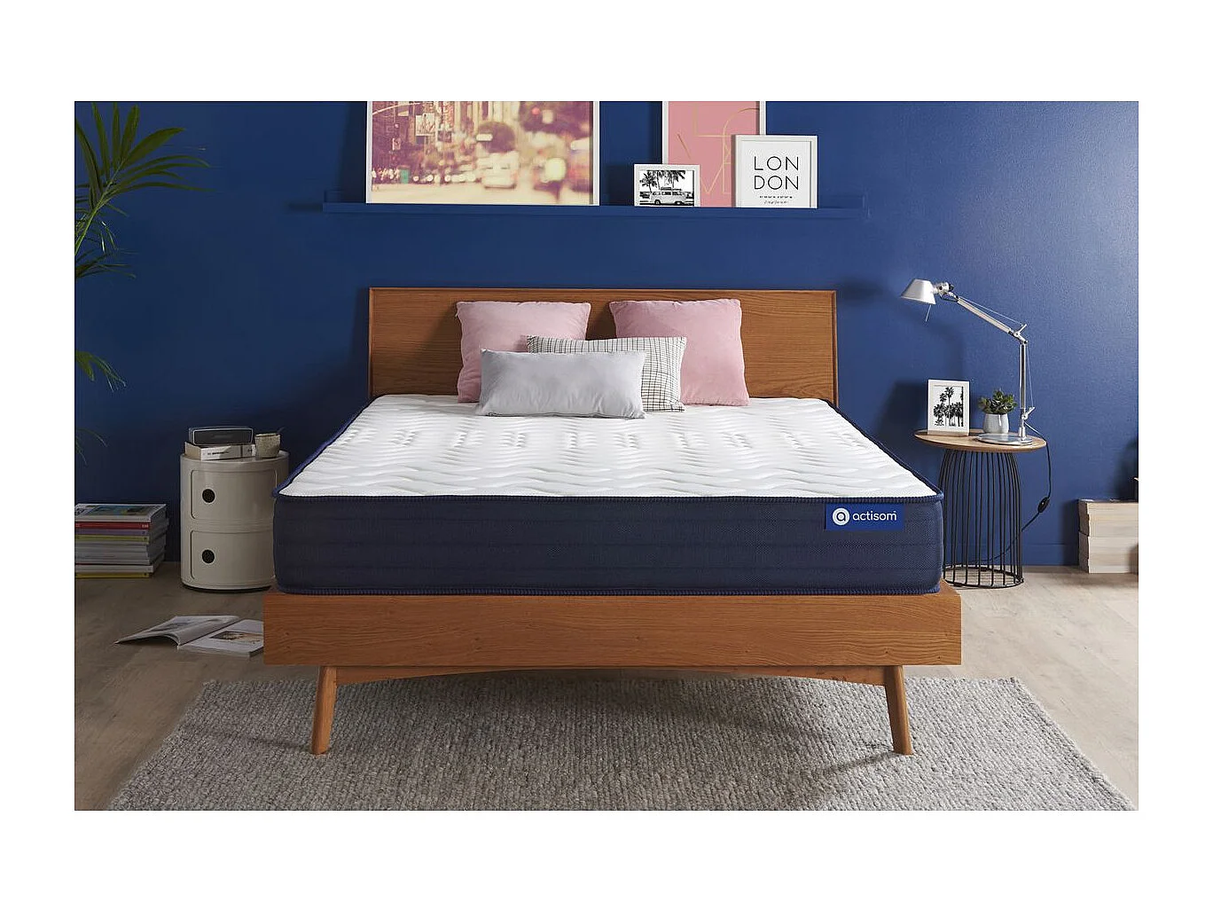 ACTISOM Matelas 200x200 Ressorts ensachés et Mémoire de forme 5zones de confort
