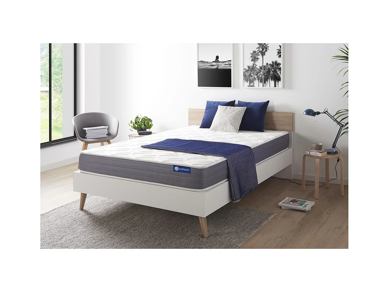 ACTISOM Matelas Latex et mémoire de forme 140x190 cm 5zones de confort