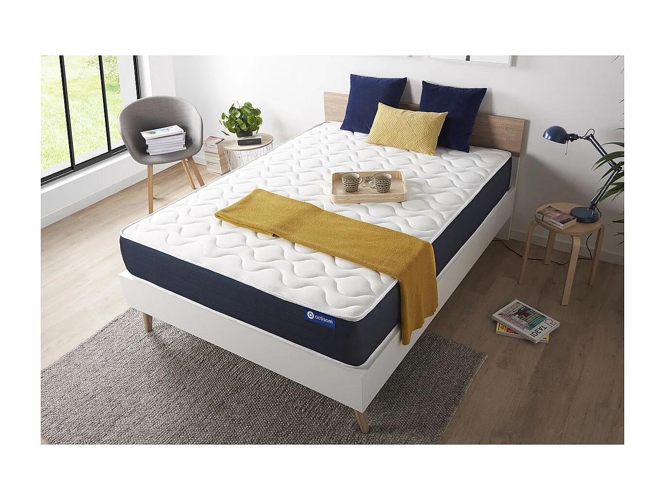 ACTISOM Matelas 90x190 Latex et Mémoire de forme 5zones de confort