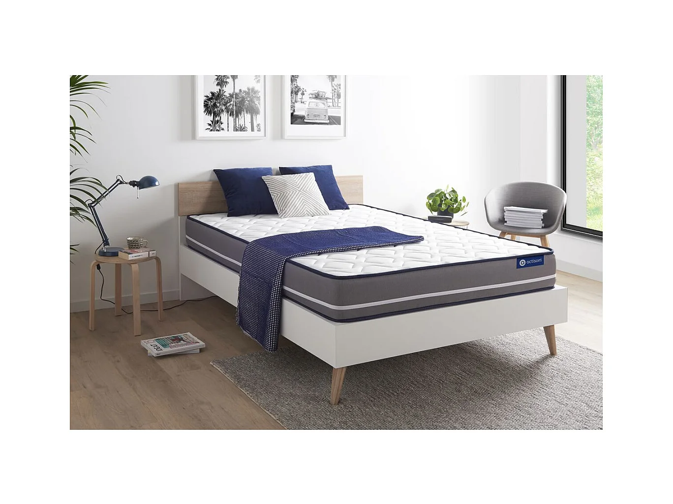 Matelas Latex + mémoire de forme ACTILATEX PUR 160x200cm 3zones de confort