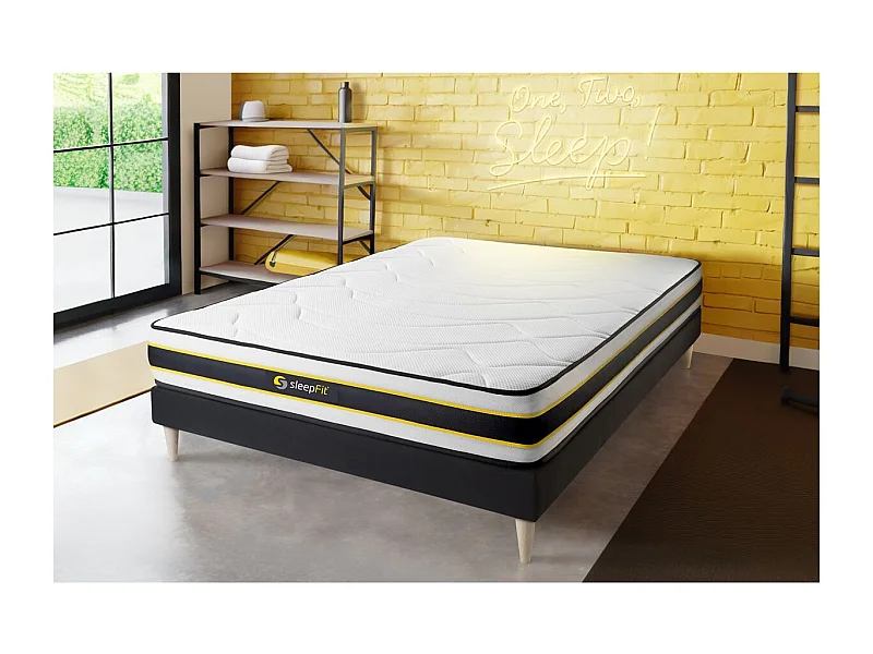 Materac FLEXY 90x200cm, Grubosc : 22 cm, sprezyny kieszeniowe i pianka z pamiecia ksztaltu, Wysoki, 3 strefy komfortu