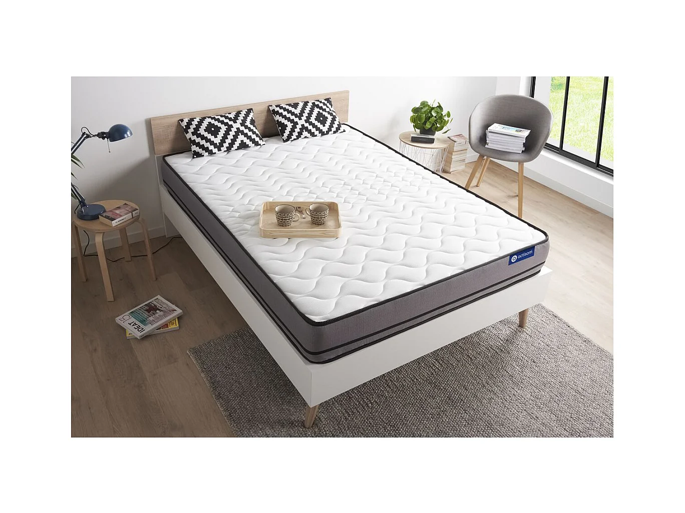 Matelas ACTILATEX 90x190cm 2 faces à MÉMOIRE DE FORME + LATEX 3zones de confort