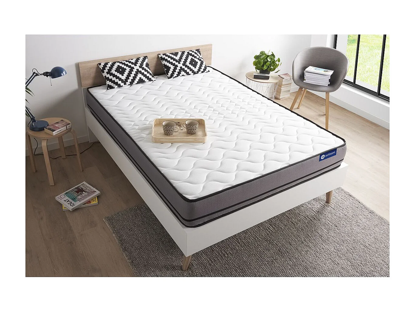 Matelas ACTILATEX 90x190cm 2 faces à MÉMOIRE DE FORME + LATEX 3zones de confort