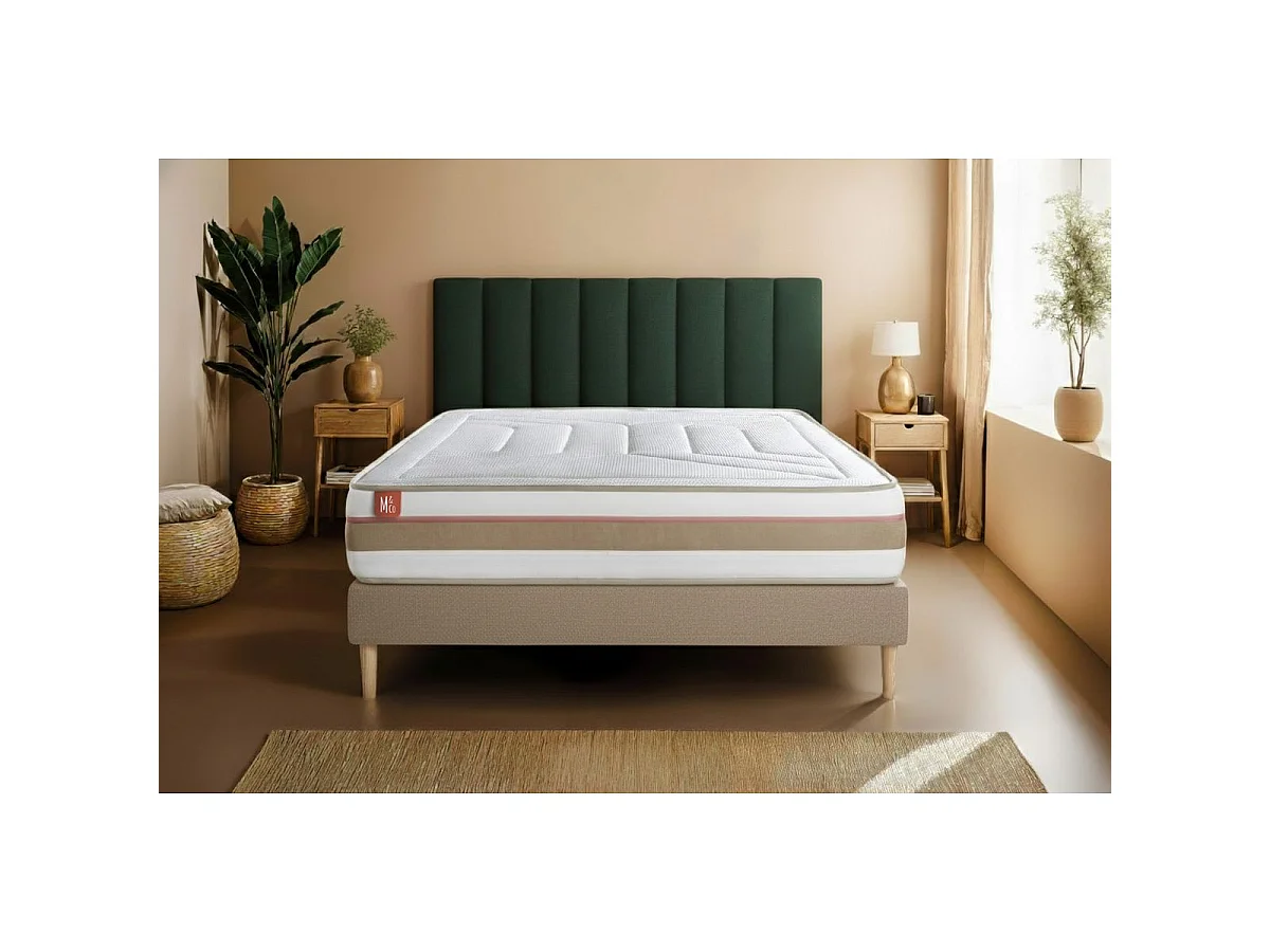Matelas LE TENDRE 90x190 cm Ressorts ensachés + Mémoire de forme 7 zones de confort - Ep. 28cm