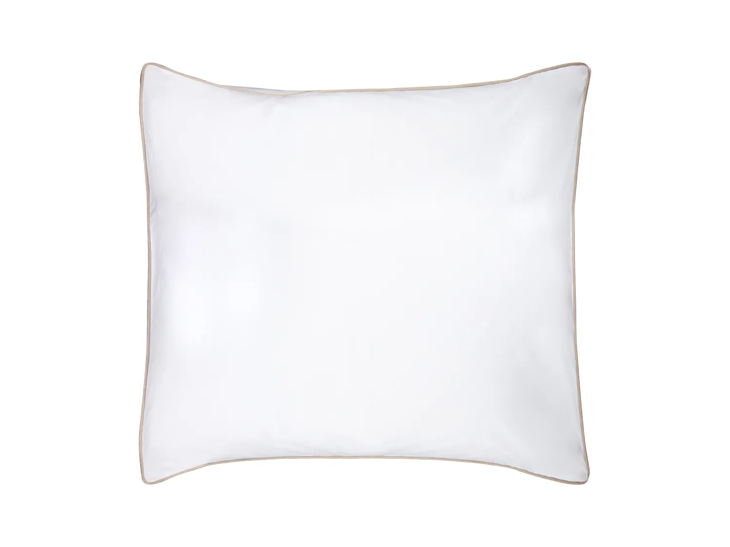 Sengetøj i bomuldspercale med 80 tråde/cm² - Dynebetræk 220 x 240 cm + 2 pudebetræk 63 x 63 cm - Hvid med beige kantebånd - AGAMI fra PALACIO