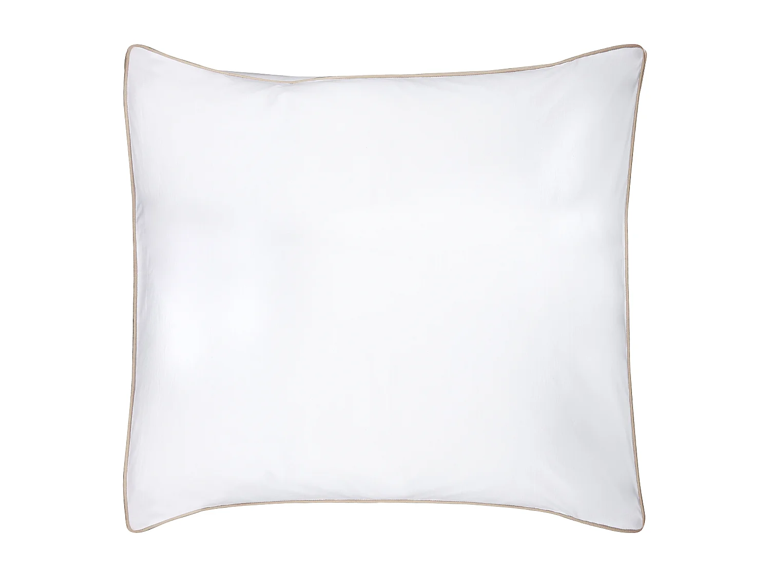 Parure de lit percale de coton  80 fils/cm² - Housse de couette 240 x 260 cm + 2 taies d'oreiller 63 x 63 cm - Blanc passepoil beige- AGAMI de PALACIO