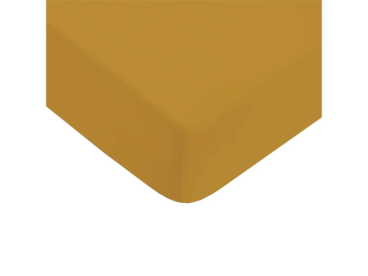 Drap housse uni en coton 57 fils miel 90x190cm